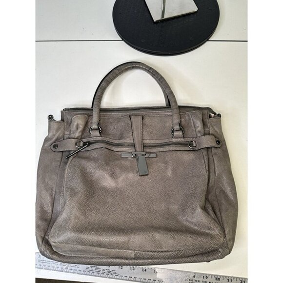 Elliott Lucca Gray Leather Handbag (missing Crossbody Strap) - Picture 3 of 8
